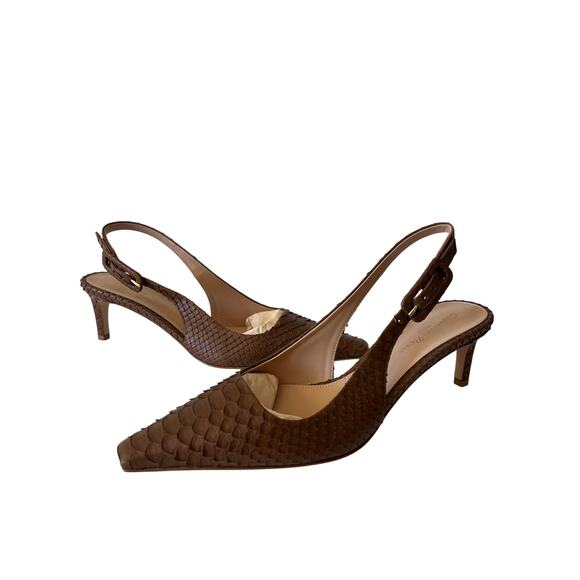 Gianvito Rossi Lindsay Python 60mm Slingback Pumps in Cuoio 42 - Picture 1 of 4